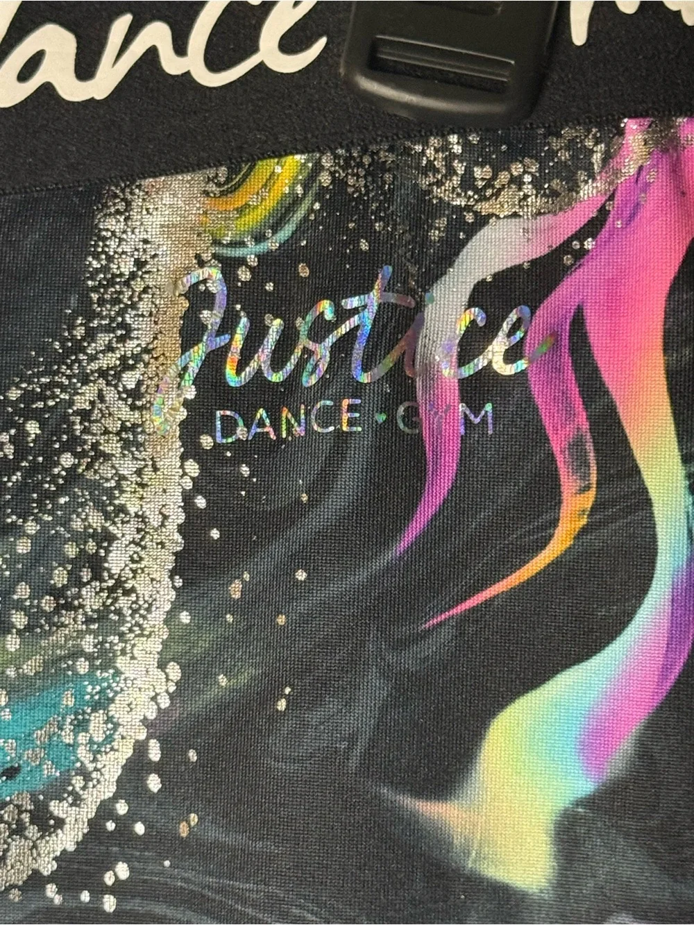 Justice Black Neon Marble Print Leggings and Sports Bra Set